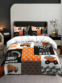 3pcs/set Construction Vehicle Pattern Duvet Cover Set Without Filler, Modern Fabric Bedding Set For Home, All Season - Multicolor - View 5