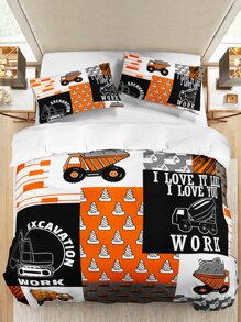 3pcs/set Construction Vehicle Pattern Duvet Cover Set Without Filler, Modern Fabric Bedding Set For Home, All Season - Multicolor - View 6