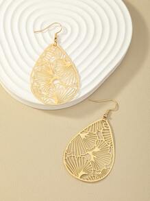 Hollow Out Water Drop Earrings - Yellow Gold - View 1