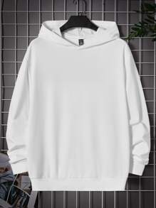 Manfinity RebelGame Men Plus Cotton Japanese Letter & Cartoon Graphic Hoodie - White - View 2