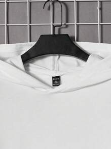 Manfinity RebelGame Men Plus Cotton Japanese Letter & Cartoon Graphic Hoodie - White - View 3