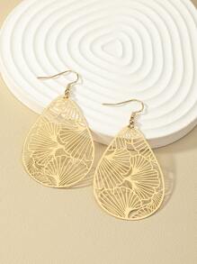 Hollow Out Water Drop Earrings - Yellow Gold - View 3