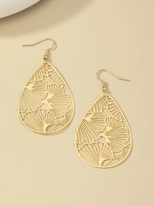 Hollow Out Water Drop Earrings - Yellow Gold - View 4