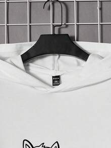 Manfinity Hypemode Men Plus Cotton Cartoon & Letter Graphic Hoodie - White - View 3