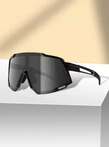 1 Cặp Kính râm thời trang một mảnh chống lạnh cho phụ nữ để trang trí hàng ngày - màu đen - Xem 1