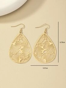 Hollow Out Water Drop Earrings - Yellow Gold - View 5