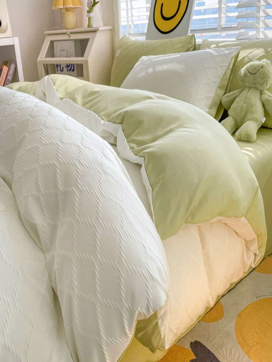 Cái/bộ Thiết Kế Hình Học Túi Đựng Chăn Màn Bộ Không Chất Độn, Bộ Chăn Ga Gối Polyester Hiện Đại Cho Gia Đình, Tất Cả Các Mùa - Màu xanh Bạc hà - Xem 1