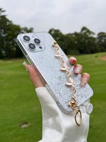 蝴蝶裝飾金屬亮絲手機殼帶手繩 - 白色 - 查看 5