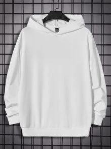 RueChic Men Slogan Graphic Drawstring Hoodie - White - View 3