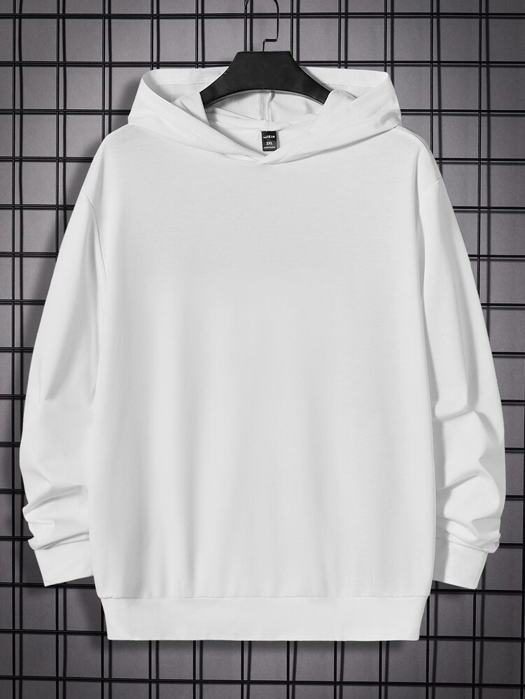 RueChic Men Slogan Graphic Drawstring Hoodie - White - View 3