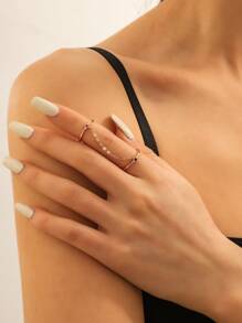 Rhinestone Decor Mittens Ring - Yellow Gold - View 1