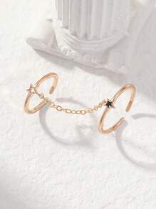 Rhinestone Decor Mittens Ring - Yellow Gold - View 2