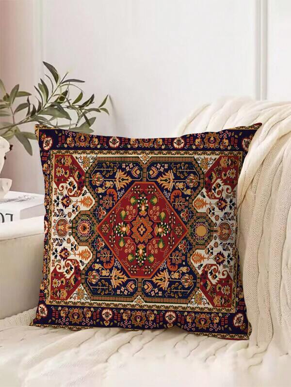 1pc Vintage Pattern Cushion Cover Without Filler, Modern Fabric Decorative Throw Pillow Cover For Home