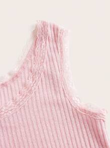 ROMWE 蕾絲拼接背心上衣 - 淺粉色 - 查看 4