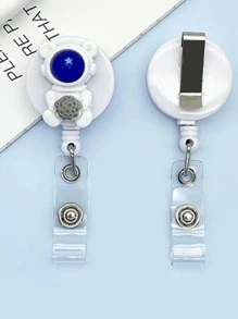 1入組宇航員裝飾徽章夾簡單便攜可伸縮名片夾帶夾子適合學生上班族 - 彩色 - 查看 2