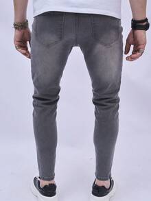 Manfinity Hombres Jeans ajustados unicolor - Gris Oscuro - Ver 2