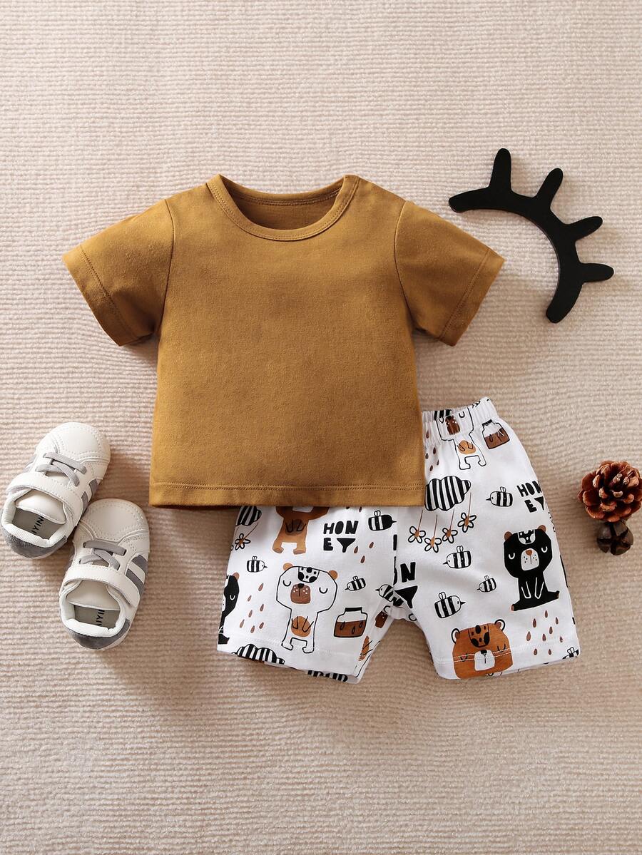 Yierying Bộ thời trang bé trai Hoạt hình Lá thư Giải trí - Nhiều màu - Xem 1