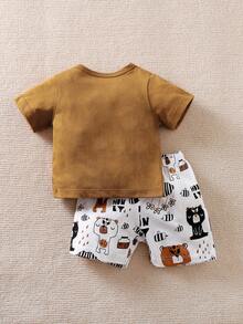 Yierying Bộ thời trang bé trai Hoạt hình Lá thư Giải trí - Nhiều màu - Xem 2