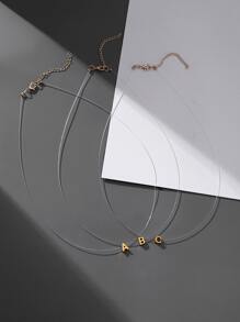 1入組字母裝飾項鍊 - 金黃色 - 查看 2