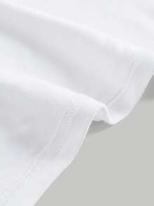 SHEIN MOD Áo nữ Cắt ra Nhẫn Xù màu trơn Giải trí - trắng - Xem 4