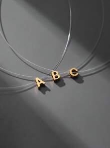 1入組字母裝飾項鍊 - 金黃色 - 查看 5