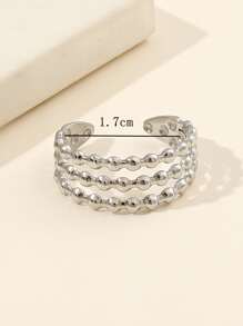 1pc Stainless Steel Adjustable Open Ring, Golden - Silver - View 3