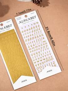 2入組素色字母圖形組合貼紙簡單多用途貼紙適用於DIY工藝手冊拼貼卡片裝飾 - 金色 - 查看 1