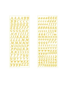 2入組素色字母圖形組合貼紙簡單多用途貼紙適用於DIY工藝手冊拼貼卡片裝飾 - 金色 - 查看 2
