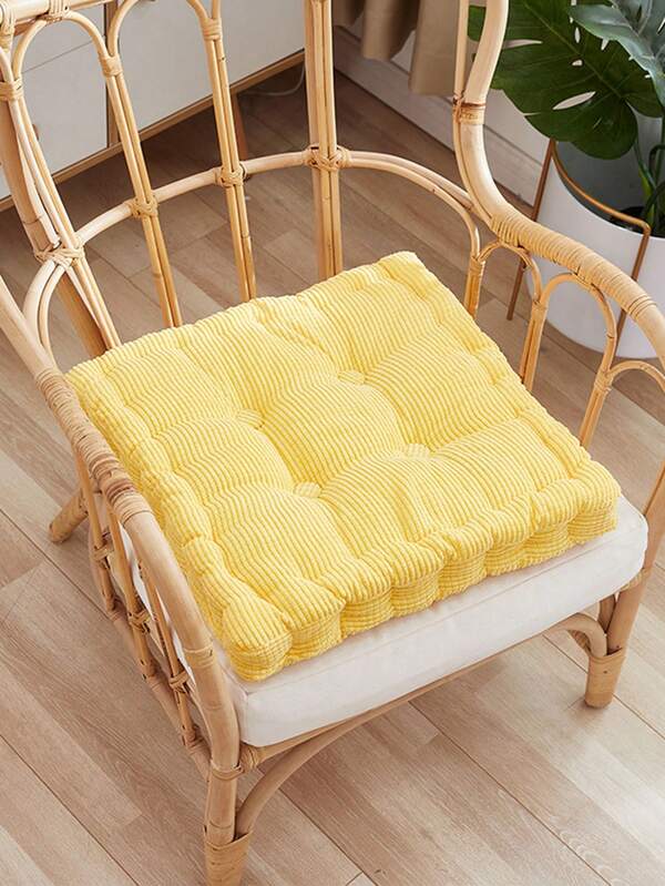 Thickened Corn Velvet Seat Cushion & Simplistic Elastic Chair Pad (1pc Each) Suitable For Students, Office Workers And People Who Sit For Long Periods, All Year Round