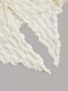 SHEIN MOD Áo nữ Bất đối xứng Xù nhỏ Xù Chia màu trơn Gợi cảm - Màu be - Xem 4