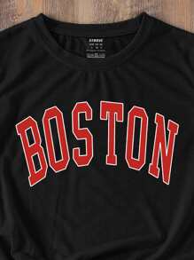 SHEIN EZwear Letter Graphic Tee - Black - View 3