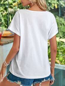 RueChic Heart & Letter Graphic Batwing Sleeve Tee - White - View 6