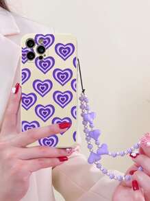 Vỏ điện thoại in hình trái tim có dây buộc - Nhiều màu - Xem 1