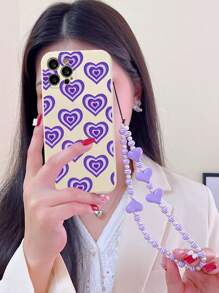 Vỏ điện thoại in hình trái tim có dây buộc - Nhiều màu - Xem 4