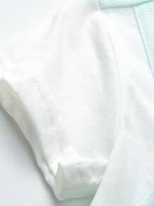 Bebé Mono con estampado de dibujos animados con botón delantero 2 en 1 - verde menta - Ver 3