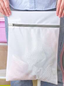 White Mesh Laundry Bag, Creative Fashion Design, Large Capacity, Practical And Convenient For Washing Underwear, Clothes, Pants Dress Pants Shoes Jeans Boots Skirt,Spring,Minimalist,Summer Tops - White - View 3