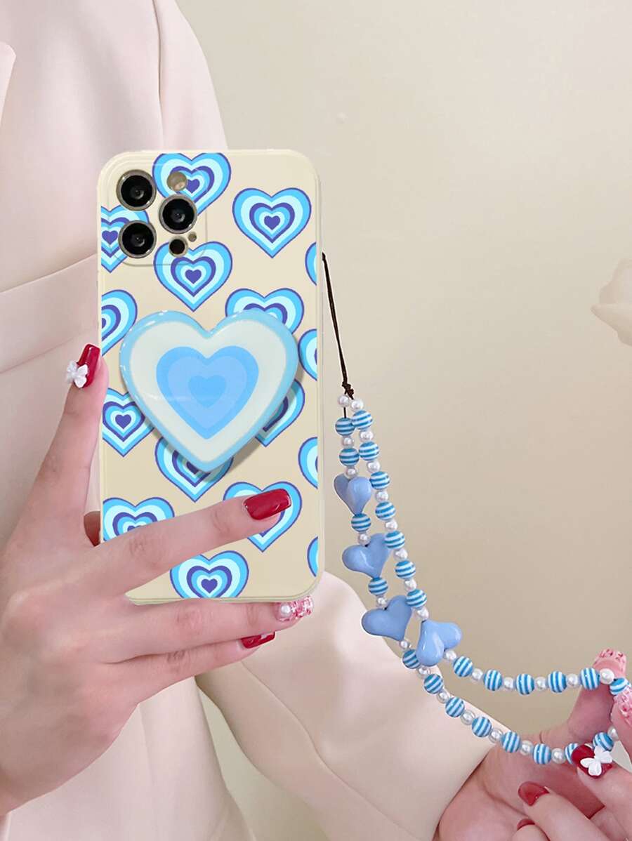 愛心圖案手機殼附帶繩子 - 彩色 - 查看 1