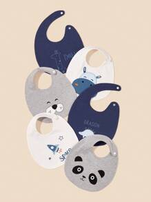 SHEIN 3入組男嬰隨機動物刺繡圍兜 - 彩色 - 查看 2