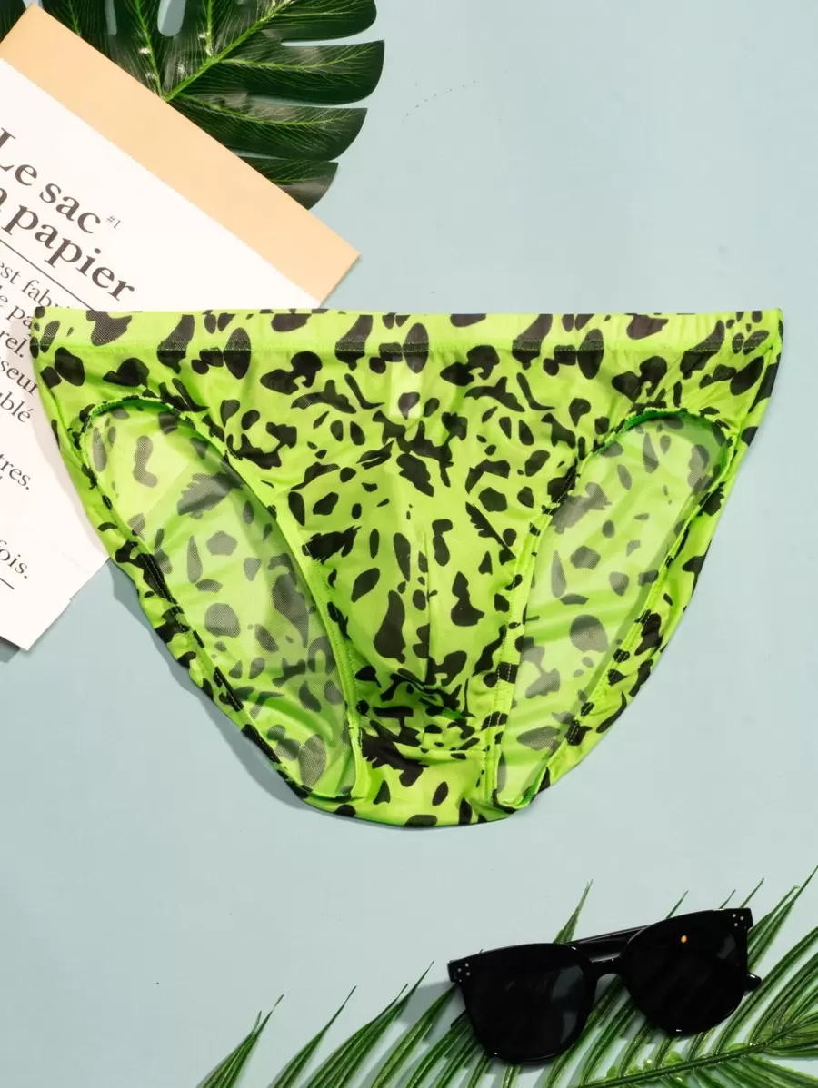 Men Dalmatian Print Brief - Green - View 1