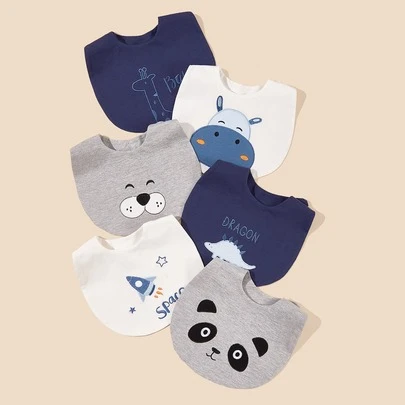 SHEIN Bebé niño 3 piezas Babero al azar animal con bordado