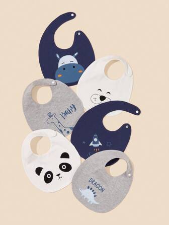 3pcs Baby Boy Random Animal Embroidered Bib