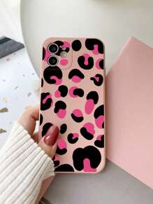 Girly Pink Leopard Print Phone Case Protective Cover Compatible With Iphone 15 Pro Max, Xiaomi, Huawei, Samsung