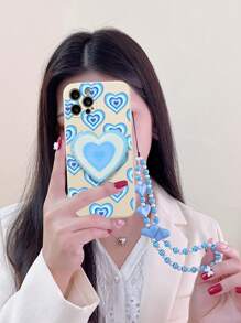 愛心圖案手機殼附帶繩子 - 彩色 - 查看 4