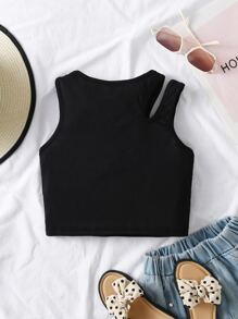 Sparklyn Tween Girls' Casual Short Knit Tank Top,Holiday,Summer,Travel - Black - View 2