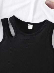 Sparklyn Tween Girls' Casual Short Knit Tank Top,Holiday,Summer,Travel - Black - View 6