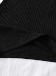 Sparklyn Tween Girls' Casual Short Knit Tank Top,Holiday,Summer,Travel - Black - View 5