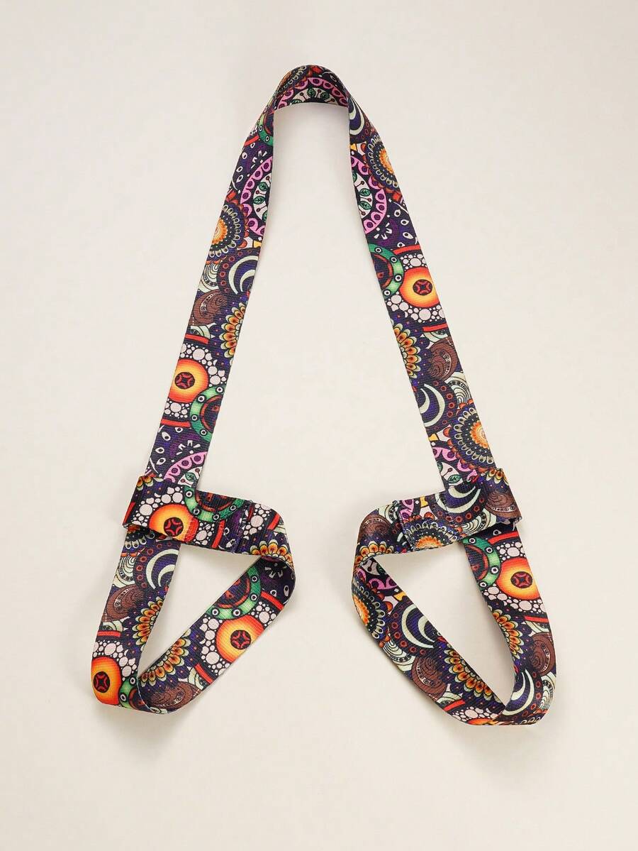 1pc Floral Pattern Polyester Fitness Yoga Mat Strap - Multicolor - View 1
