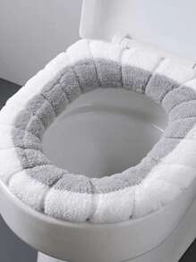 1入組雲朵刺繡廁所座位現代滌綸馬桶座套 - 灰色 - 查看 2