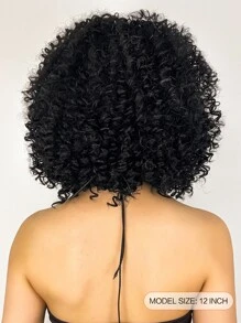 nimoki Short Curly Synthetic Wig With Bangs - Black - View 3