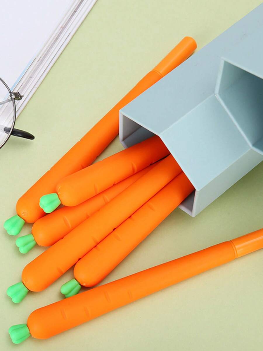 1pc Carrot Shaped Gel Pen Back To School - Orange - View 1
